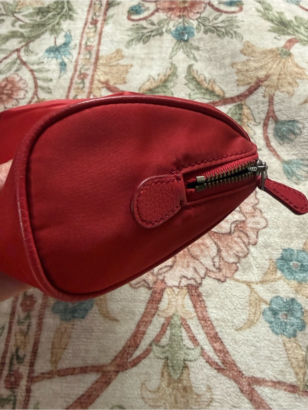 Coach Red Satin Cosmetic Pouch with Silver Logo - Picture 5 of 6